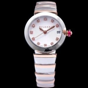 Bvlgari Lvcea 18ct pink-gold,stainless steel and diamond watch White
