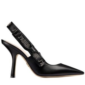 Christian Dior Women's j'a Dior high-heeled shoe in black lambskin with studs Black