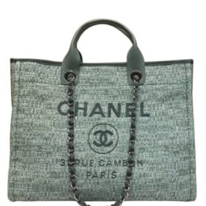 Chanel Canvas Large Deauville Tote A66942 Green