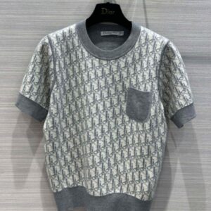 Christian Dior Women's Knitted Short Sleeves Gray