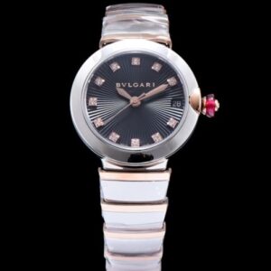 Bvlgari Lvcea 18ct pink-gold,stainless steel and diamond watch Black