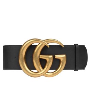 Gucci Leather belt with double G buckle Black