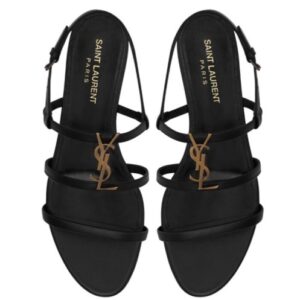 Saint Laurent Women's Cassandra Sandals In Smooth Leather Black