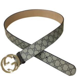Gucci GG Supreme belt with G buckle 370543 Coffee