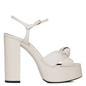 Saint Laurent Women's Bianca Platform Sandals In Smooth Leather Cream