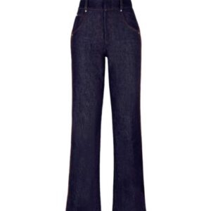 Fendi Women's High Waist Straight Leg Jeans Dark Blue