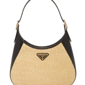 Prada Fabric And Leather Shoulder Bag 1BC179 Black