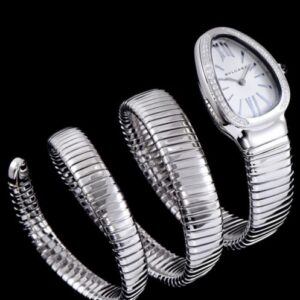 Bvlgari Sliver tone Stainless Steel Diamond Watch White