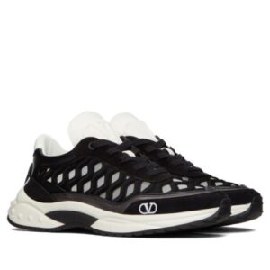 Valentino Unisex Sneaker Ready Go Runner In Tessuto e Pelle Black