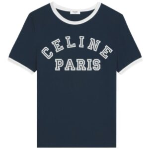 Celine Paris T-Shirt In Cotton Jersey Dark Blue