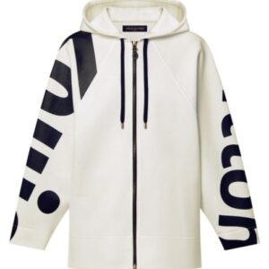 Louis Vuitton Women's Signature Sleeve Zip-Up Hoodie Cream