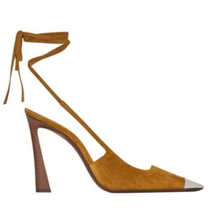 Saint Laurent Women's Blade Slingback Pumps In Suede Coffee