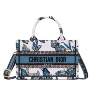 Christian Dior Mini Dior Book Tote With Strap Blue