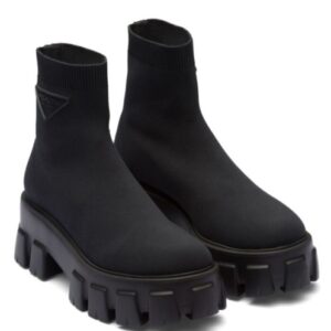 Prada Women's Monolith Knit Booties 1T115N Black