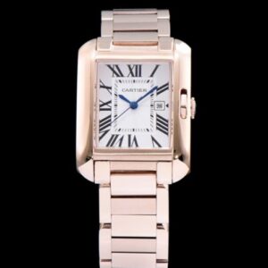 Cartier Tank Anglaise Silvered Flinque Dial Men s Watch White