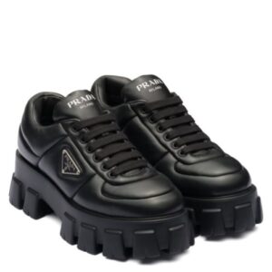 Prada Women's Soft Padded Nappa Leather Lace-up Shoes Black