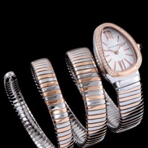 Bvlgari 35mm two tone stainless steel diamond watch White