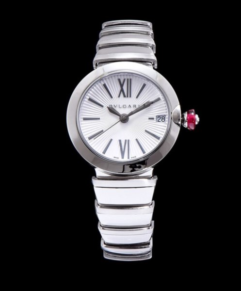 Bvlgari golden stainless steel and diamond watch White