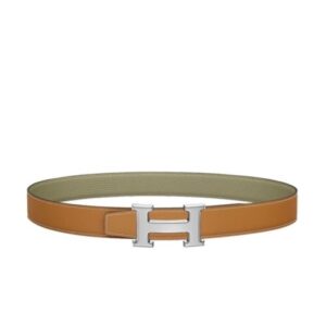 Hermes H Belt Buckle & Reversible Leather Strap 32mm Khaki