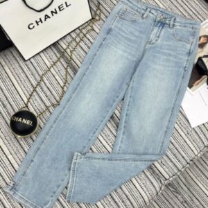 Chanel Women's Straight Jeans Light Blue