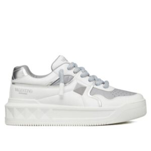 Valentino Unisex One Stud XL Sheepskin Low-Top Sneakers Gray