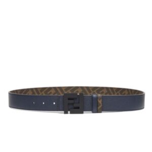 Fendi Leather And Fabric Belt Blue