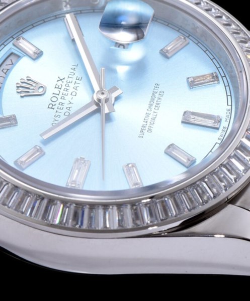 Rolex Men s Stainless Steel Watch With Diamond Blue - Image 4