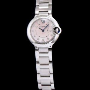 Cartier Ballon Bleu Silver Diamond Dial Ladies Watch Pink