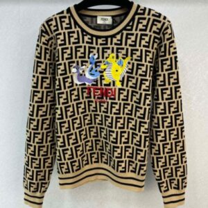 Fendi Women's FF Pattern Sweater Coffee