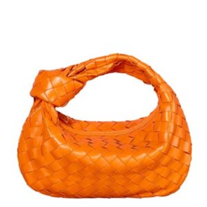 Bottega Veneta Rounded mini hobo bag in woven leather Orange