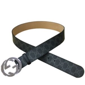 Gucci GG Supreme belt with G buckle 370543 Black