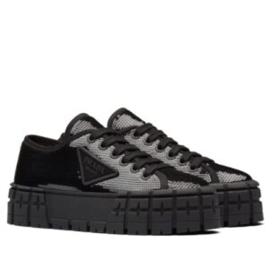 Prada Women's Double Wheel Sequin Sneakers Black