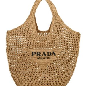 Prada Raffia Tote Bag Apricot