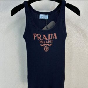 Prada Women's Logo Knitted Vest Black