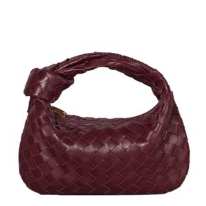 Bottega Veneta Rounded mini hobo bag in woven leather Mauve