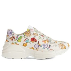 Gucci Unisex Animal Print Rhyton Sneaker 738878 Cream