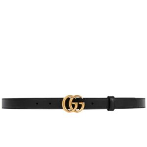 Gucci Leather belt with double G buckle Black