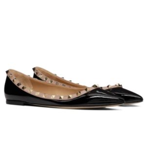 Valentino Garavani Patent Rockstud Ballet Flat Black