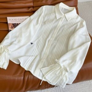 Christian Dior Women's Pleated Design Shirt White