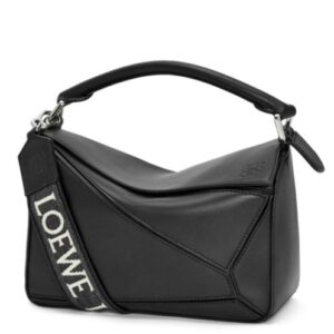 Loewe Small Puzzle Bag In Satin Calfskin Black