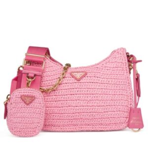 Prada Re-Edition 2005 Raffia Bag 1BH204 Pink