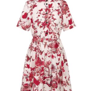Christian Dior Women's Belted Shirt Dress Red