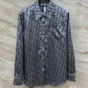 Christian Dior Women's Oblique Motif Shirt Gray