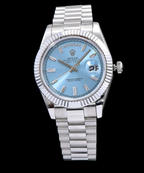 Rolex Rose Gold Automatic Watch Blue