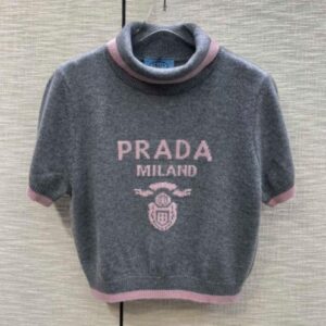 Prada Women's Knitted Short Sleeves Gray