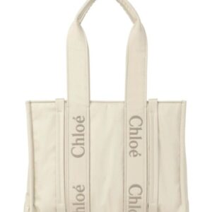 Chloe Medium Woody Tote Bag Cream