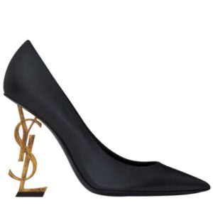 Saint Laurent opyum pump in patent leather with silver tone heel Black
