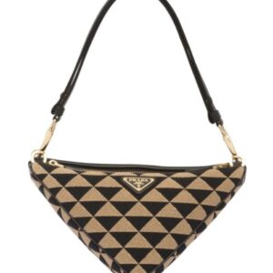 Prada Symbole Leather And Fabric Mini Bag 1BC176 Apricot