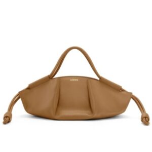 Loewe Small Paseo Bag In Shiny Nappa Calfskin Coffee