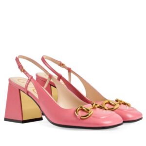 Gucci Women's Ladies Horsebit Back Lace-up Mid-heel Pumps 643892 Pink